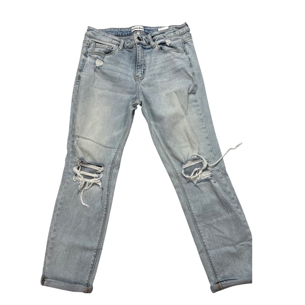 Studio Blue Distressed Jeans Women 28 Light Wash EUC Straight Leg ESB01870S0